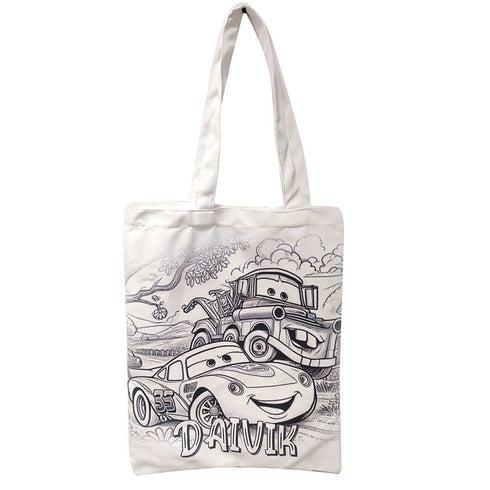 Personalized Car Printed Tote Bag For Kids